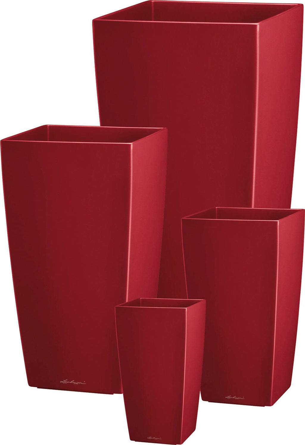CUBICO planter, 22x22/41 cm, scarlet red