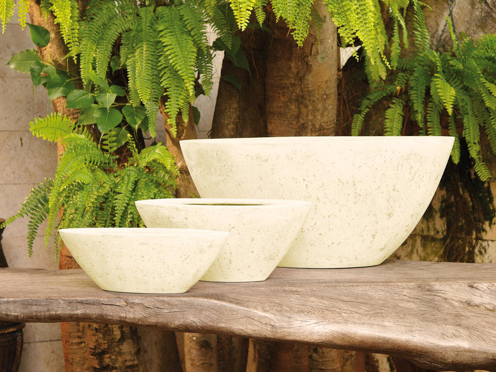 POLYSTONE BOAT planter, 89x48/45 cm, crème