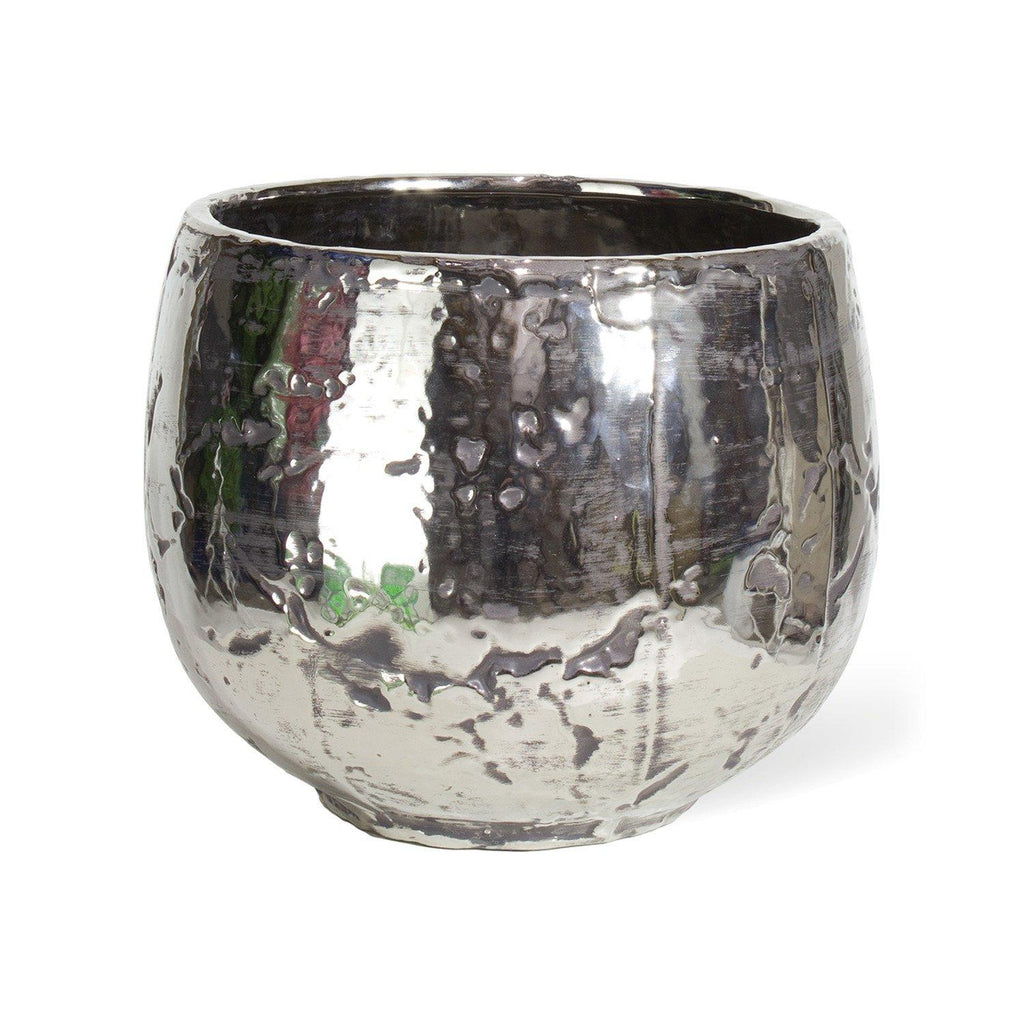 LUXURY Tisch-Pflanzgefäß, 32/26 cm, Antik-Chrom