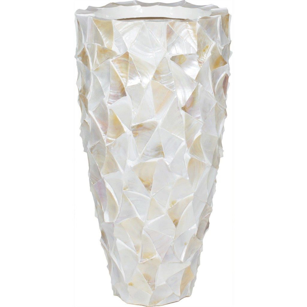 SHELL planter, 40/77 cm, white mother of pearl