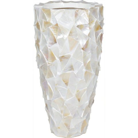 SHELL planter, 40/77 cm, white mother of pearl