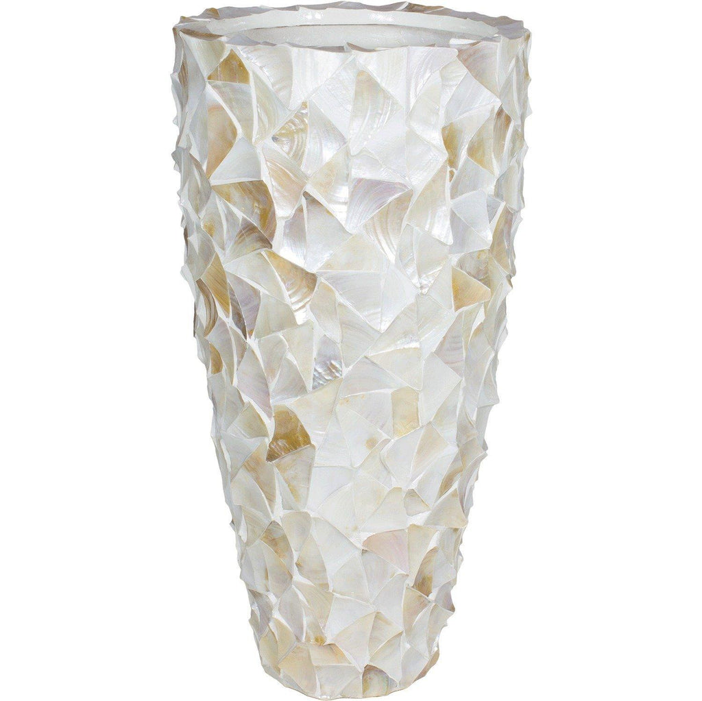 SHELL planter, 50/96 cm, white mother of pearl