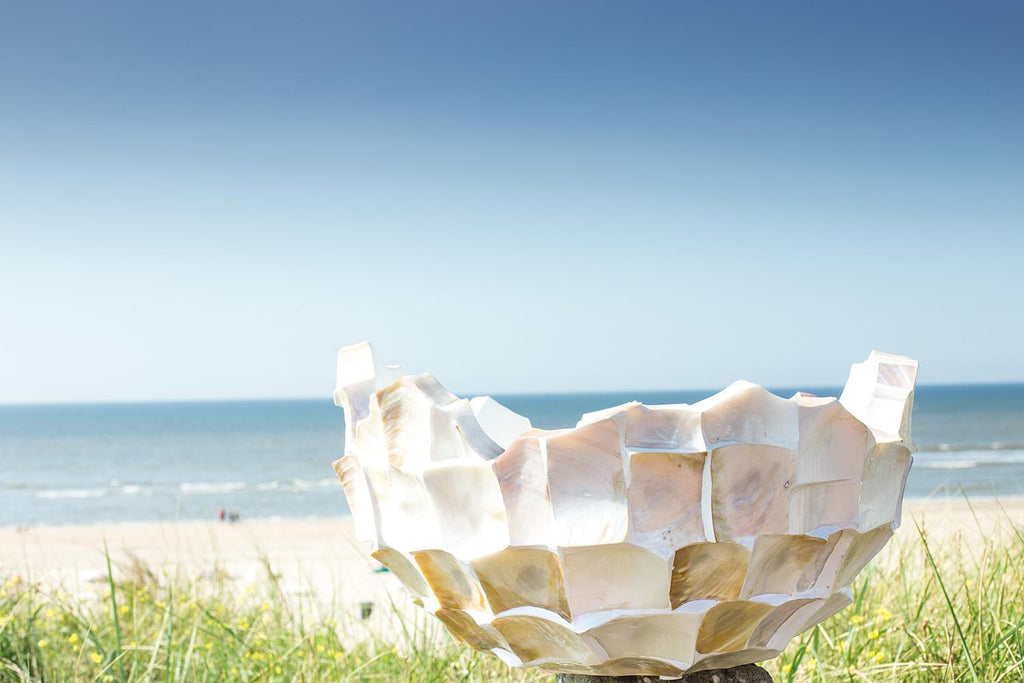 SHELL bowl, 40/24 cm, white mother of pearl