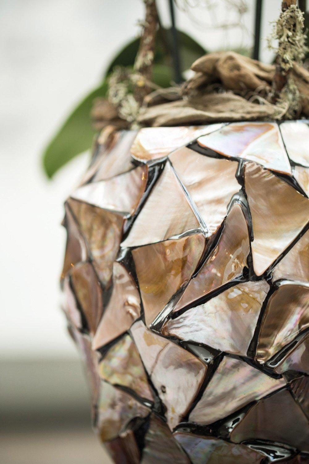 SHELL orchid planter, 17/24 cm, brown mother of pearl