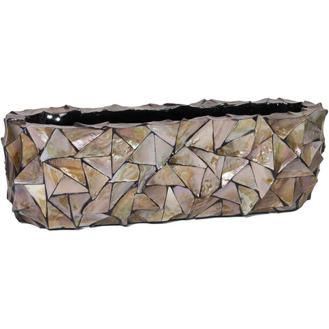SHELL table top planter, 60x15/18 cm, brown mother of pearl