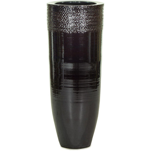 GLAZE planter, 32/82 cm, platin-black hammered
