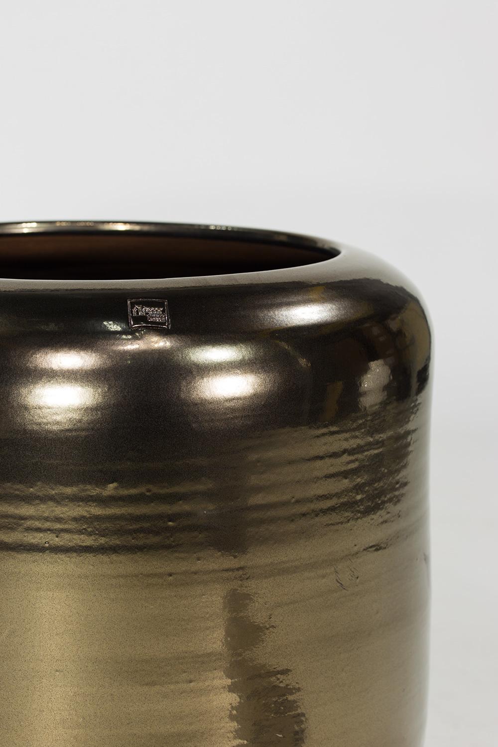 GLAZE Keramik-Pflanzgefäß, 42/60 cm, Antik-Gold