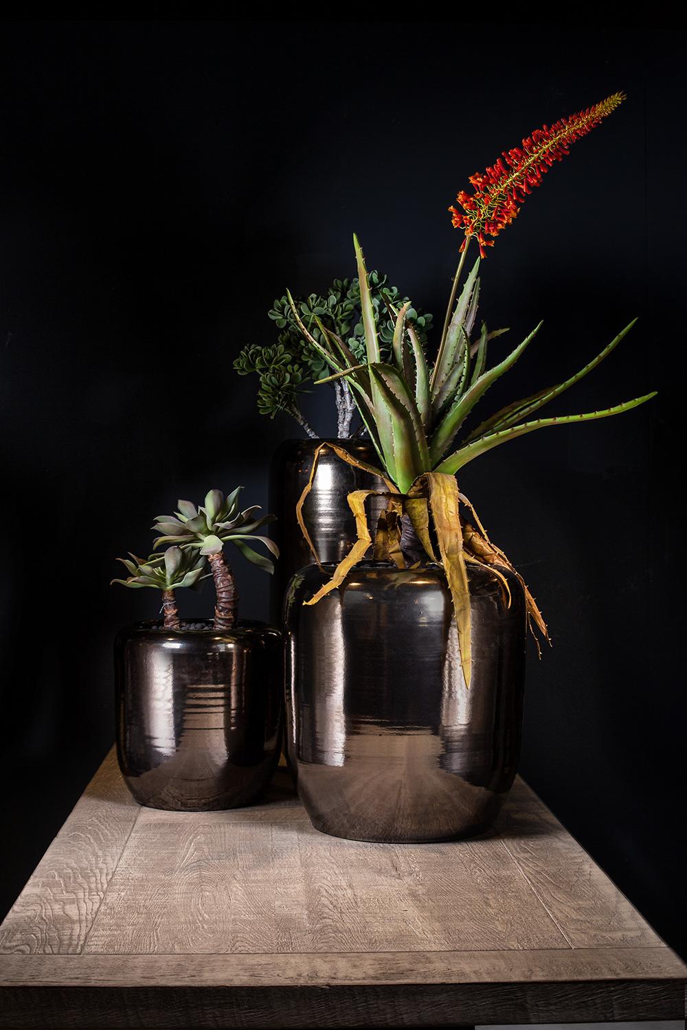 GLAZE ceramic planter, 42/60 cm, antique-gold