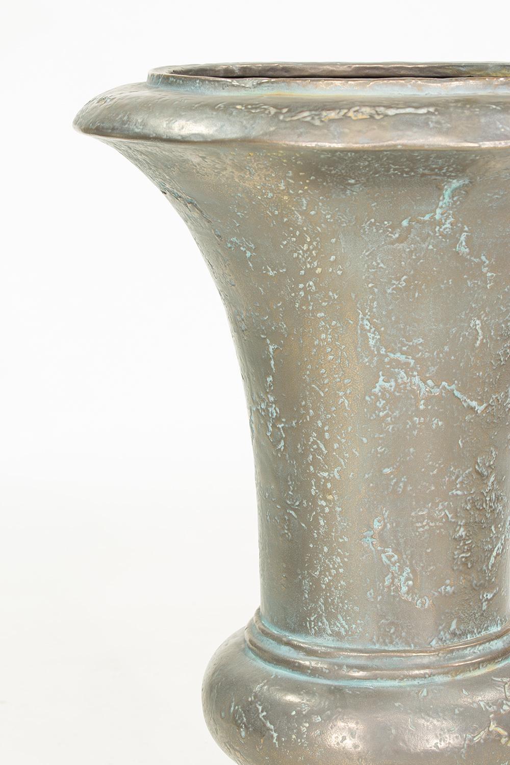 AMPHORA plant vase, 73/105 cm, verdigris-bronze