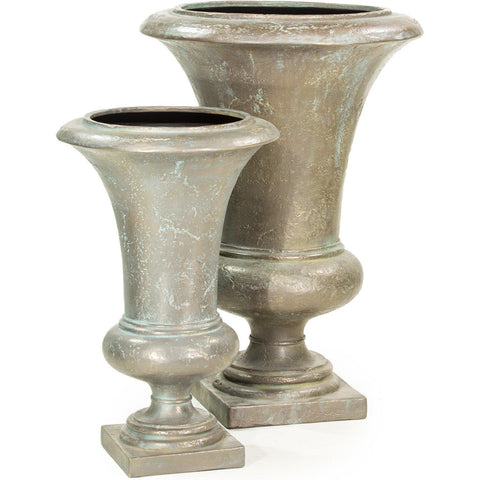 AMPHORA plant vase, 52/80 cm, verdigris-bronze