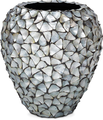 SHELL-kruka, 74/80 cm, silverblå, pärlemor