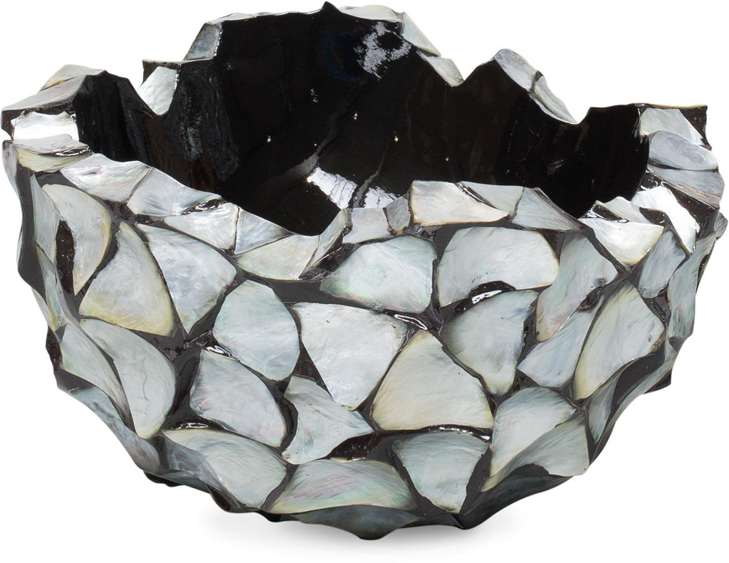 SHELL bowl, 40/24 cm, silver-blue, mother of pearl