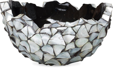 Schale SHELL, 60/33 cm, silberblau, Perlmutt