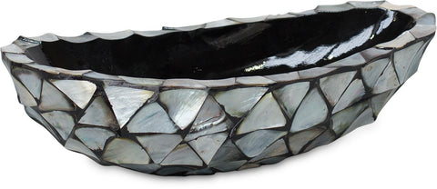 Schale SHELL, 46x20/13 cm, silberblau, Perlmutt