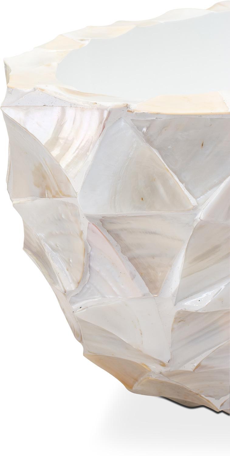 SHELL Pflanzgefäß oval, 60x26/30 cm, weiß, Perlmutt