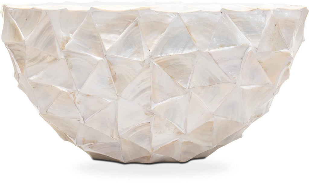SHELL planter oval, 60x26/30 cm, white, mother of pearl