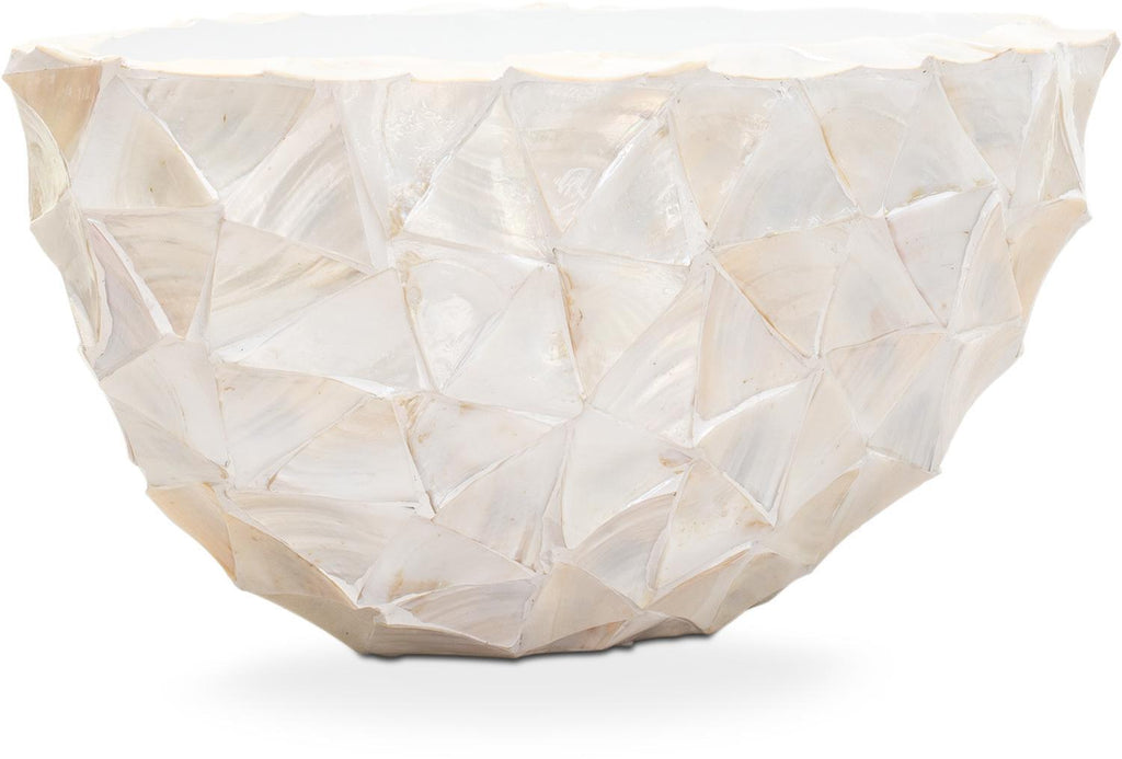 SHELL planter oval, 60x26/30 cm, white, mother of pearl