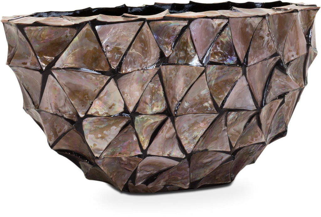 SHELL planter oval, 60x26/30 cm, brown, mother of pearl