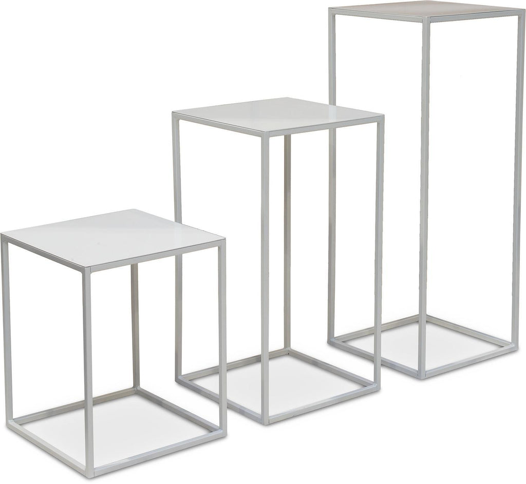 STAGE flower column metal, 40x40/100 cm, white matt