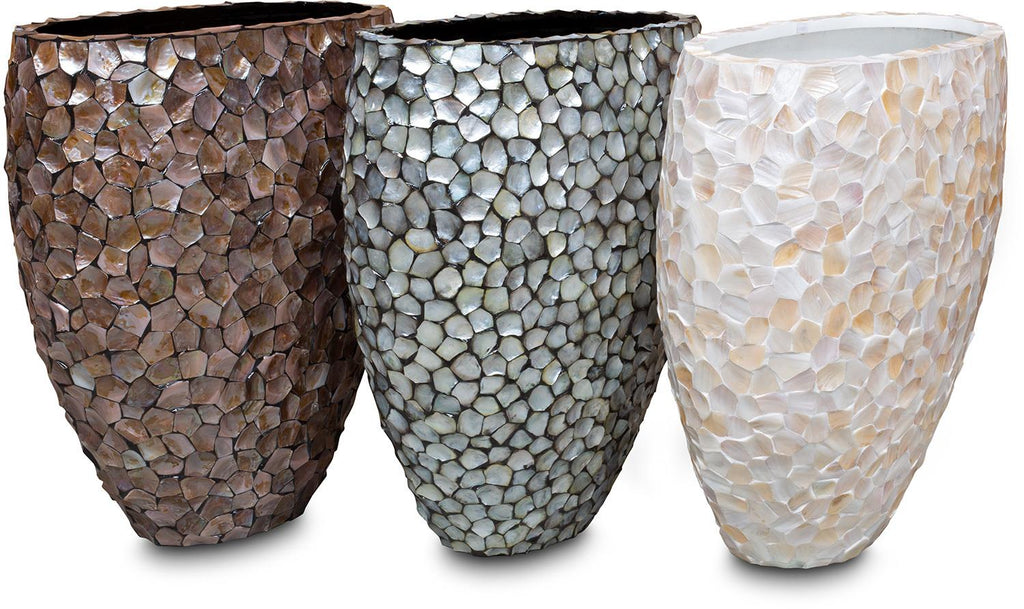 SHELL plantekasse, 40/77 cm, brun perlemor