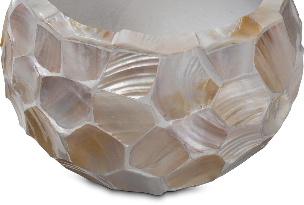 SHELL plantekasse, 40/77 cm, hvit/brun perlemor